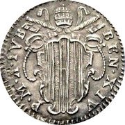 Italy 1/2 Grosso Benedict XIV 1750 IVB KM# 966 BEN XIV P M A IV B coin obverse Italy 1/2 Grosso Benedict XIV 1750 IVB KM# 966 BEN XIV P M A IV B coin obverse