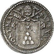 Italy 1/2 Grosso Alexander VII ND KM# 265 PONT MAX ALEX VII coin obverse Italy 1/2 Grosso Alexander VII ND KM# 265 PONT MAX ALEX VII coin obverse