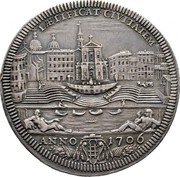 Italy 1/2 Piastra Clement XI 1706 1706-VI KM# 682 LÆTIFICAT CIVITATEM ANNO 1706 coin reverse Italy 1/2 Piastra Clement XI 1706 1706-VI KM# 682 LÆTIFICAT CIVITATEM ANNO 1706 coin reverse