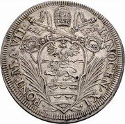 Italy 1/2 Piastra Innocent XI ND (1683) VII KM# 430 INNOCEN XI PONT M A VII coin obverse Italy 1/2 Piastra Innocent XI ND (1683) VII KM# 430 INNOCEN XI PONT M A VII coin obverse