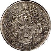 Italy 1/2 Piastra Innocent XII ND (1698) AN. VII KM# 601 INNOCEN XII PONT M AN VII coin obverse Italy 1/2 Piastra Innocent XII ND (1698) AN. VII KM# 601 INNOCEN XII PONT M AN VII coin obverse