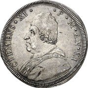 Italy 1/2 Piastra Clement XI ND (1711) XI KM# 742 CLEMENS XI P M AN XI coin obverse Italy 1/2 Piastra Clement XI ND (1711) XI KM# 742 CLEMENS XI P M AN XI coin obverse
