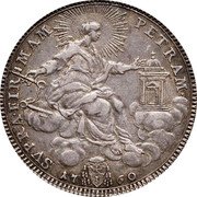 Italy 1/2 Scudo Clement XIII 1760 III KM# 1200 SVPRA FIR MAM PETRAM 17 60 coin reverse Italy 1/2 Scudo Clement XIII 1760 III KM# 1200 SVPRA FIR MAM PETRAM 17 60 coin reverse