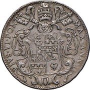 Italy 1/2 Scudo Pius VI 1777 II KM# 1210 PIVS VI PONT MAX ANN II coin obverse Italy 1/2 Scudo Pius VI 1777 II KM# 1210 PIVS VI PONT MAX ANN II coin obverse