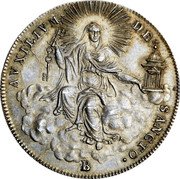 Italy 1/2 Scudo Sede Vacante 1823 B MDCCCXXIII (1823)-II KM# 1291 AVXILIVM DE SANCTO B coin reverse Italy 1/2 Scudo Sede Vacante 1823 B MDCCCXXIII (1823)-II KM# 1291 AVXILIVM DE SANCTO B coin reverse