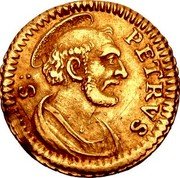 Italy 1/2 Scudo D'oro Annibale Albani 1740 KM# 937 S PETRVS coin reverse Italy 1/2 Scudo D'oro Annibale Albani 1740 KM# 937 S PETRVS coin reverse