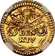 Italy 1/2 Scudo D'oro (Benedict XIV) KM# 939 1 7 4 0 BEN XIV coin obverse Italy 1/2 Scudo D'oro (Benedict XIV) KM# 939 1 7 4 0 BEN XIV coin obverse