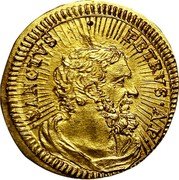 Italy 1/2 Scudo D'oro Clement XI ND (1709) IX KM# 717 SANCTVS PETRVS A. P. coin reverse Italy 1/2 Scudo D'oro Clement XI ND (1709) IX KM# 717 SANCTVS PETRVS A. P. coin reverse