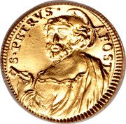Italy 1/2 Scudo D'oro Clement XI St. Peter ND (1717) XVII KM# 768 S PETERVS APOST coin reverse Italy 1/2 Scudo D'oro Clement XI St. Peter ND (1717) XVII KM# 768 S PETERVS APOST coin reverse