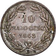 Italy 10 Baiocchi Gregorio XVI 1843 B XIII KM# 1325 10 BAIOCCHI 1836 R coin reverse Italy 10 Baiocchi Gregorio XVI 1843 B XIII KM# 1325 10 BAIOCCHI 1836 R coin reverse