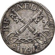 Italy 2 Baiocchi (Muraiola) Benedict XIV 1748 KM# 1159 BE NED XIV 1 74 8 coin obverse Italy 2 Baiocchi (Muraiola) Benedict XIV 1748 KM# 1159 BE NED XIV 1 74 8 coin obverse