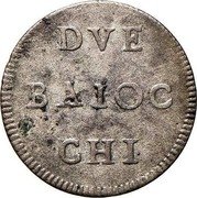 Italy 2 Baiocchi (Muraiola) Benedict XIV 1748 KM# 1159 DVE BAIOC CHI coin reverse Italy 2 Baiocchi (Muraiola) Benedict XIV 1748 KM# 1159 DVE BAIOC CHI coin reverse