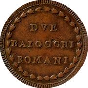 Italy 2 Baiocchi (Muraiola) Pius VI 1797 XXIII KM# 1226.2 DVE BAIOCCHI ROMANI coin reverse Italy 2 Baiocchi (Muraiola) Pius VI 1797 XXIII KM# 1226.2 DVE BAIOCCHI ROMANI coin reverse