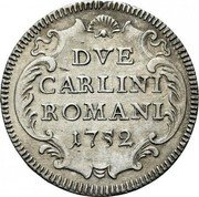 Italy 2 Carlini Benedict XIV 1752 X KM# 1164.2 DVE CARLINI ROMANI 1752 coin reverse Italy 2 Carlini Benedict XIV 1752 X KM# 1164.2 DVE CARLINI ROMANI 1752 coin reverse