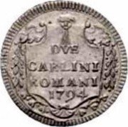 Italy 2 Carlini Pius VI 1794 XX KM# 1215 DVE CARLINI ROMANI 1795 coin reverse Italy 2 Carlini Pius VI 1794 XX KM# 1215 DVE CARLINI ROMANI 1795 coin reverse