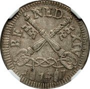 Italy 4 Baiocchi Benedict XIV 1747 KM# 1161 BE NED XIV 1 74 7 coin obverse Italy 4 Baiocchi Benedict XIV 1747 KM# 1161 BE NED XIV 1 74 7 coin obverse