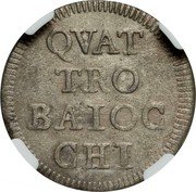 Italy 4 Baiocchi Benedict XIV 1747 KM# 1161 QVAT TRO BAIOC CHI coin reverse Italy 4 Baiocchi Benedict XIV 1747 KM# 1161 QVAT TRO BAIOC CHI coin reverse