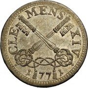 Italy 4 Baiocchi Clement XIV 1771 KM# 1206 CLE MENS XIV 1 77 1 coin obverse Italy 4 Baiocchi Clement XIV 1771 KM# 1206 CLE MENS XIV 1 77 1 coin obverse