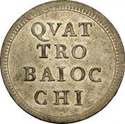 Italy 4 Baiocchi Clement XIV 1771 KM# 1206 QVAT TRO BAIOC CHI coin reverse Italy 4 Baiocchi Clement XIV 1771 KM# 1206 QVAT TRO BAIOC CHI coin reverse