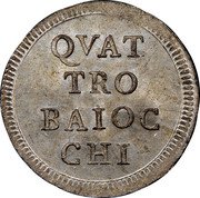 Italy 4 Baiocchi Pius VI 1777 KM# 1211 QVAT TRO BAIOC CHI coin reverse Italy 4 Baiocchi Pius VI 1777 KM# 1211 QVAT TRO BAIOC CHI coin reverse