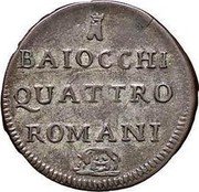 Italy 4 Baiocchi Clement XIII ND KM# 1162 BAIOCCHI QUATTRO ROMANI coin reverse Italy 4 Baiocchi Clement XIII ND KM# 1162 BAIOCCHI QUATTRO ROMANI coin reverse