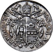 Italy 5 Baiocchi Gregory XVI 1843 R XIII KM# 1321 GREGOR XVI PON M A XIII coin obverse Italy 5 Baiocchi Gregory XVI 1843 R XIII KM# 1321 GREGOR XVI PON M A XIII coin obverse