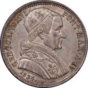 Italy 50 Baiocchi Gregory XVI St. Romualdo 1834 R IV KM# 1316 GREGORIVS.XVI PONT.MAX.A.IV 1834 N. CERRARA coin obverse Italy 50 Baiocchi Gregory XVI St. Romualdo 1834 R IV KM# 1316 GREGORIVS.XVI PONT.MAX.A.IV 1834 N. CERRARA coin obverse