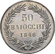 Italy 50 Baiocchi Gregorio XVI 1846 R XVI KM# 1323 50 BAIOCCHI 1846 coin reverse Italy 50 Baiocchi Gregorio XVI 1846 R XVI KM# 1323 50 BAIOCCHI 1846 coin reverse