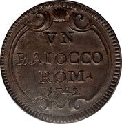 Italy Baiocco Benedict XIV 1742 II KM# 1154 VN BAIOCCO ROM 1742 coin reverse Italy Baiocco Benedict XIV 1742 II KM# 1154 VN BAIOCCO ROM 1742 coin reverse