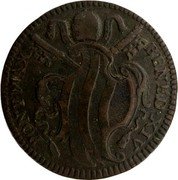 Italy Baiocco Benedict XIV 1744 KM# 1155.2 BENED XIV PONT MAX coin obverse Italy Baiocco Benedict XIV 1744 KM# 1155.2 BENED XIV PONT MAX coin obverse