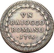 Italy Baiocco Benedict XIV 1756 XVI KM# 1175 VN BAIOCCO ROMANO 1756 coin reverse Italy Baiocco Benedict XIV 1756 XVI KM# 1175 VN BAIOCCO ROMANO 1756 coin reverse