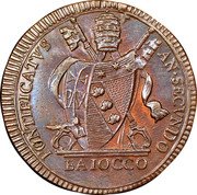 Italy Baiocco Pius VII 1802 R MDCCCII (1802)-II KM# 1267 PONTIFICATVS AN SECVNDO BAIOCCO coin obverse Italy Baiocco Pius VII 1802 R MDCCCII (1802)-II KM# 1267 PONTIFICATVS AN SECVNDO BAIOCCO coin obverse