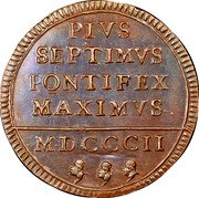 Italy Baiocco Pius VII 1802 R MDCCCII (1802)-II KM# 1267 PIVS SEPTIMVS PONTIFEX MAXIMVS MDCCCII coin reverse Italy Baiocco Pius VII 1802 R MDCCCII (1802)-II KM# 1267 PIVS SEPTIMVS PONTIFEX MAXIMVS MDCCCII coin reverse