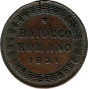 Italy Baiocco Gregorio XVI 1831 R I KM# 1314 BAIOCCO ROMANO 1831 coin reverse Italy Baiocco Gregorio XVI 1831 R I KM# 1314 BAIOCCO ROMANO 1831 coin reverse