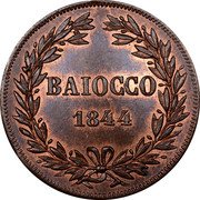 Italy Baiocco Gregorio XVI 1844 B XIV KM# 1320 BAIOCCO 1844 coin reverse Italy Baiocco Gregorio XVI 1844 B XIV KM# 1320 BAIOCCO 1844 coin reverse