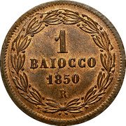 Italy Baiocco Pio IX 1850 R V KM# 1345 1 BAIOCCO 1850 R coin reverse Italy Baiocco Pio IX 1850 R V KM# 1345 1 BAIOCCO 1850 R coin reverse