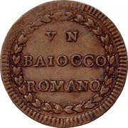 Italy Baiocco Pius VI ND (1793) XIX KM# 1222 VN BAIOCCO ROMANO coin reverse Italy Baiocco Pius VI ND (1793) XIX KM# 1222 VN BAIOCCO ROMANO coin reverse