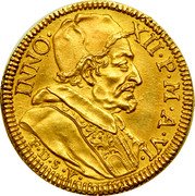 Italy Doppia Scudo D'oro Innocent XII ND (1697) VI KM# 603 INNO XII P M VI coin obverse Italy Doppia Scudo D'oro Innocent XII ND (1697) VI KM# 603 INNO XII P M VI coin obverse