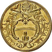 Italy Doppia Scudo D'oro Clemente XI ND (1709) IX KM# 721 CLEM XI P M A IX coin obverse Italy Doppia Scudo D'oro Clemente XI ND (1709) IX KM# 721 CLEM XI P M A IX coin obverse