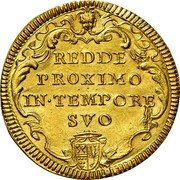 Italy Doppia Scudo D'oro Clement XI ND (1710) X KM# 739 REDDE PROXIMO IN TEMPORE SVO coin reverse Italy Doppia Scudo D'oro Clement XI ND (1710) X KM# 739 REDDE PROXIMO IN TEMPORE SVO coin reverse