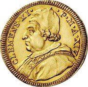 Italy Doppia Scudo D'oro Clement XI ND (1714) XIV KM# 758 CLEMENS XI P M A XIV coin obverse Italy Doppia Scudo D'oro Clement XI ND (1714) XIV KM# 758 CLEMENS XI P M A XIV coin obverse