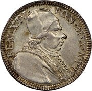 Italy Doppio Giulio (1/5 Scudo) Benedict XIV 1756 MDCCLVI-XVI KM# 974 BEN XIV PON M A XV coin obverse Italy Doppio Giulio (1/5 Scudo) Benedict XIV 1756 MDCCLVI-XVI KM# 974 BEN XIV PON M A XV coin obverse