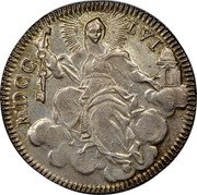 Italy Doppio Giulio (1/5 Scudo) Benedict XIV 1756 MDCCLVI-XVI KM# 974 MDCC LIV coin reverse Italy Doppio Giulio (1/5 Scudo) Benedict XIV 1756 MDCCLVI-XVI KM# 974 MDCC LIV coin reverse