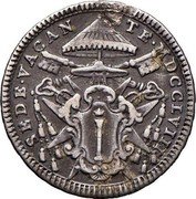 Italy Doppio Giulio (1/5 Scudo) Girolamo Colonna di Sciarra 1758 MDCCLVIII KM# 979 SEDE VACAN TE MDCCLVIII coin obverse Italy Doppio Giulio (1/5 Scudo) Girolamo Colonna di Sciarra 1758 MDCCLVIII KM# 979 SEDE VACAN TE MDCCLVIII coin obverse