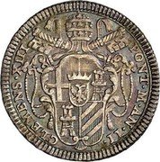 Italy Doppio Giulio (1/5 Scudo) Clement XIII 1759 1759-II KM# 981 CLEMENS XIII PONT M AN II coin obverse Italy Doppio Giulio (1/5 Scudo) Clement XIII 1759 1759-II KM# 981 CLEMENS XIII PONT M AN II coin obverse