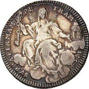 Italy Doppio Giulio (1/5 Scudo) Clement XIII 1759 1759-II KM# 981 SVPRA FIRMAM PE TRAM 1759 coin reverse Italy Doppio Giulio (1/5 Scudo) Clement XIII 1759 1759-II KM# 981 SVPRA FIRMAM PE TRAM 1759 coin reverse