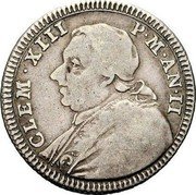 Italy Doppio Giulio (1/5 Scudo) Clement XIII 1760 1760-II KM# 998 CLEM XIII P M AN II coin obverse Italy Doppio Giulio (1/5 Scudo) Clement XIII 1760 1760-II KM# 998 CLEM XIII P M AN II coin obverse