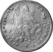 Italy Doppio Giulio (1/5 Scudo) Pius VII 1818 B XVIII KM# 1816 AVXILIVM DE SANCTO 1818 B coin reverse Italy Doppio Giulio (1/5 Scudo) Pius VII 1818 B XVIII KM# 1816 AVXILIVM DE SANCTO 1818 B coin reverse