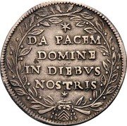 Italy Giulio Clement X 1672 MDCLXXII (1672)-III KM# 352 DA PACEM DOMINE IN DIEBVS NOSTRIS coin reverse Italy Giulio Clement X 1672 MDCLXXII (1672)-III KM# 352 DA PACEM DOMINE IN DIEBVS NOSTRIS coin reverse