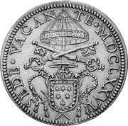 Italy Giulio Sede Vacante 1676 MDCLXXVI KM# 387 SEDE VACAN TE MDCLXXVI coin obverse Italy Giulio Sede Vacante 1676 MDCLXXVI KM# 387 SEDE VACAN TE MDCLXXVI coin obverse